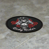 Lady Rider Skull & Roses Printed Iron-On Patch